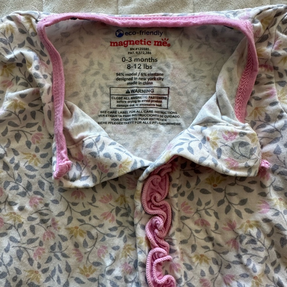 Magnetic Me Floral Baby Onesie with Pink Accents